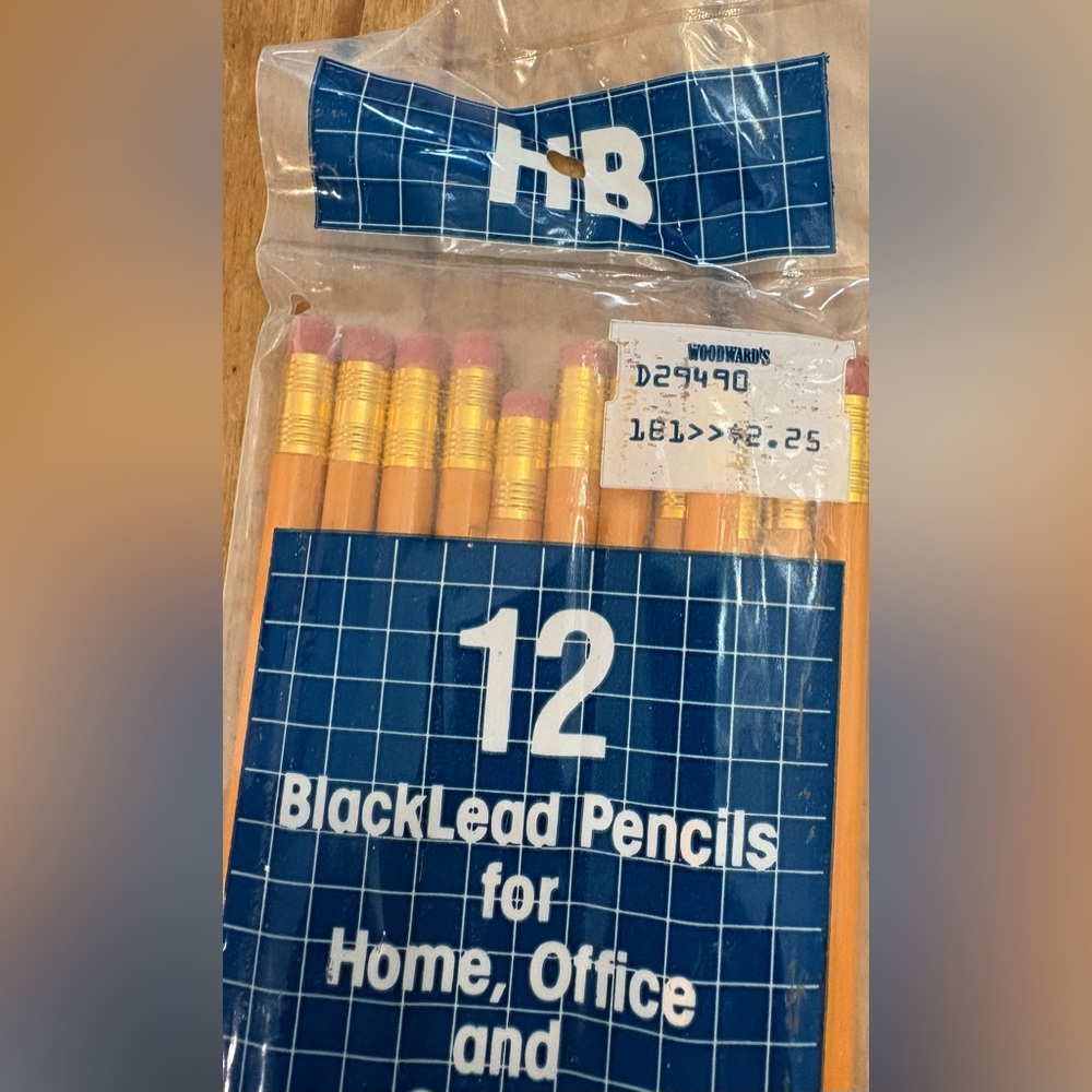 HB Black Lead Pencils - Pack of 12 Rare Woodwards department store BC